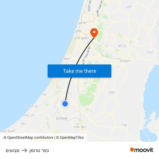 מבועים to כפר טרומן map