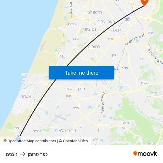 ניצנים to כפר טרומן map