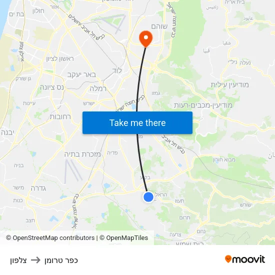 צלפון to כפר טרומן map