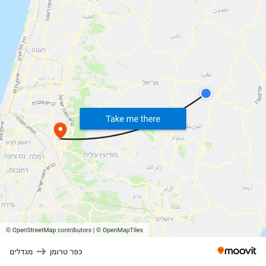 מגדלים to כפר טרומן map