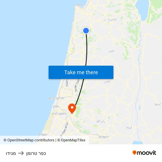 מגידו to כפר טרומן map