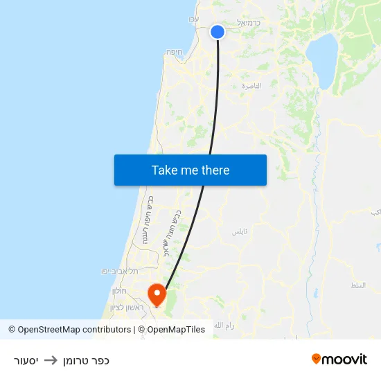 יסעור to כפר טרומן map