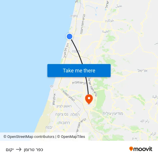 יקום to כפר טרומן map