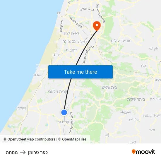 מנוחה to כפר טרומן map