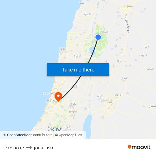 קדמת צבי to כפר טרומן map