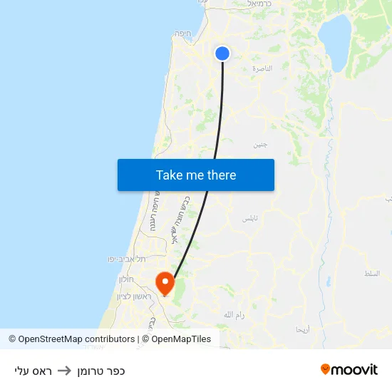 ראס עלי to כפר טרומן map