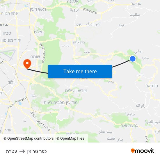 עטרת to כפר טרומן map