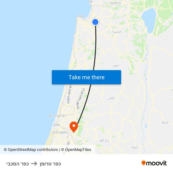 כפר המכבי to כפר טרומן map