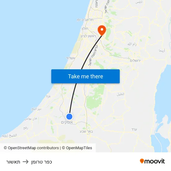 תאשור to כפר טרומן map