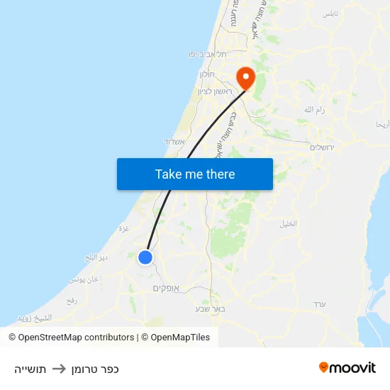 תושייה to כפר טרומן map