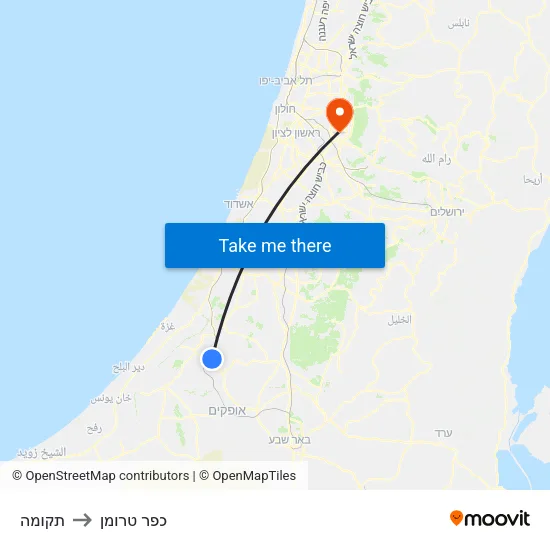 תקומה to כפר טרומן map