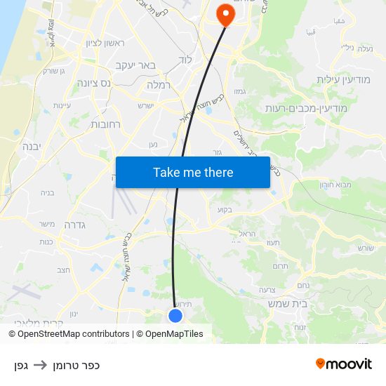 גפן to כפר טרומן map