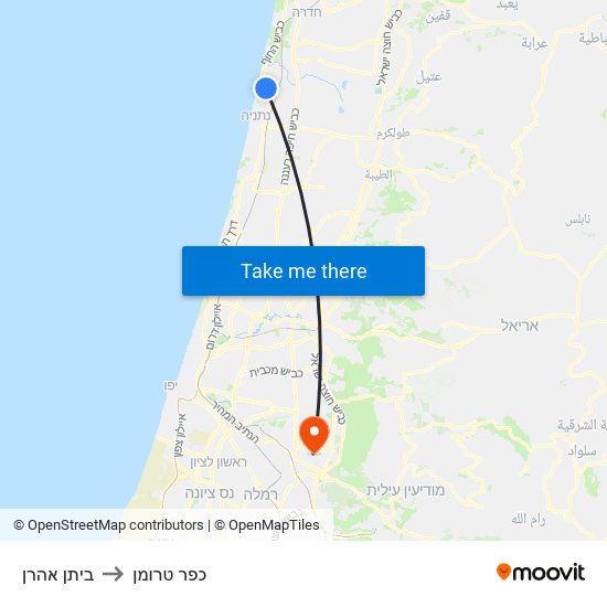 ביתן אהרן to כפר טרומן map