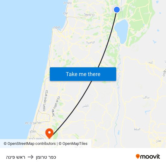 ראש פינה to כפר טרומן map