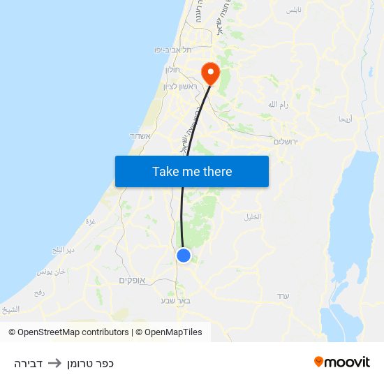 דבירה to כפר טרומן map