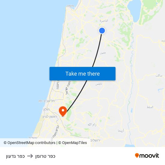 כפר גדעון to כפר טרומן map