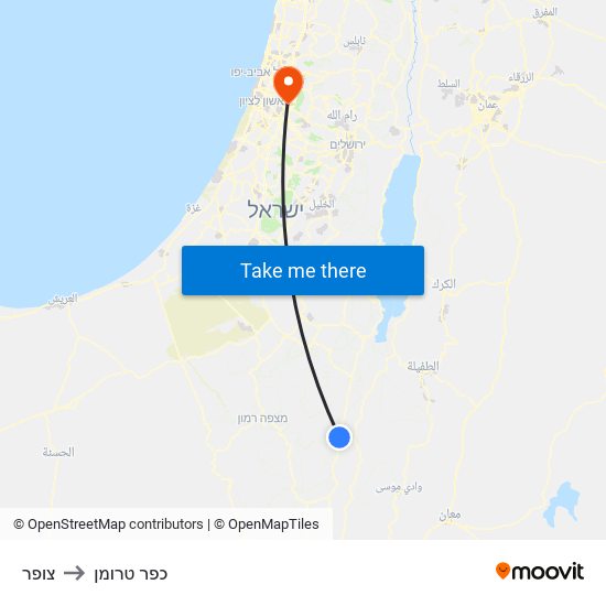 צופר to כפר טרומן map