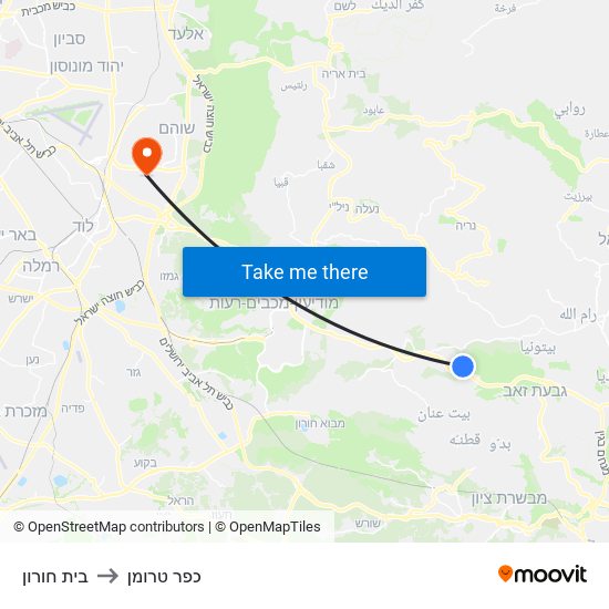 בית חורון to כפר טרומן map