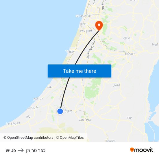 פטיש to כפר טרומן map