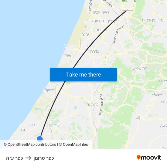 כפר עזה to כפר טרומן map