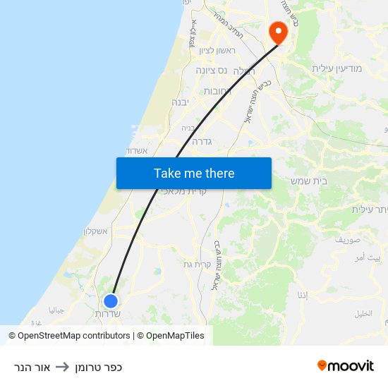 אור הנר to כפר טרומן map