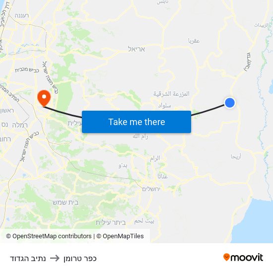 נתיב הגדוד to כפר טרומן map