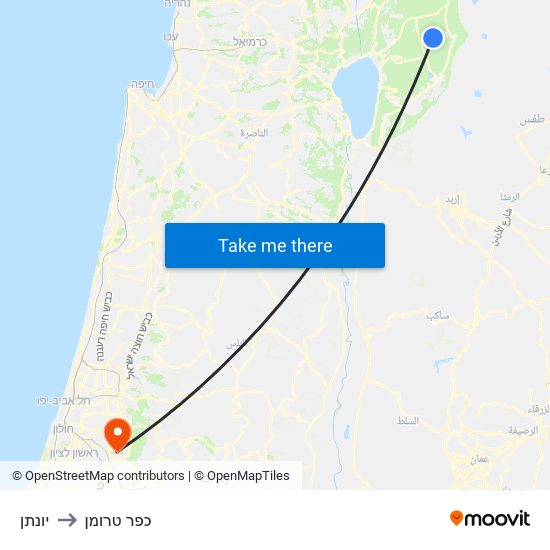 יונתן to כפר טרומן map