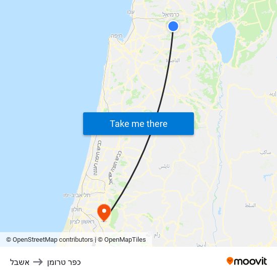 אשבל to כפר טרומן map