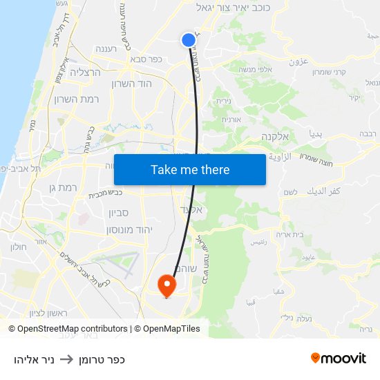 ניר אליהו to כפר טרומן map