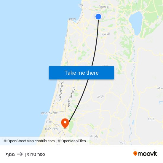 מנוף to כפר טרומן map