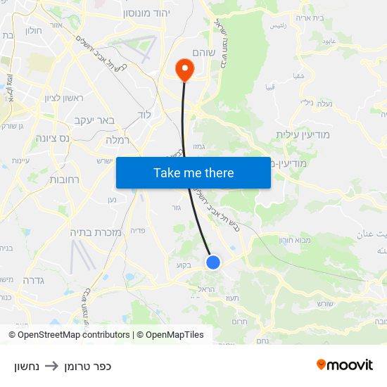 נחשון to כפר טרומן map