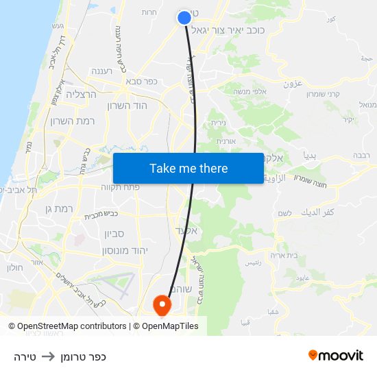 טירה to כפר טרומן map