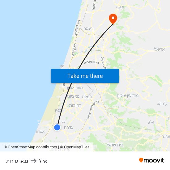 מ.א. גדרות to אייל map