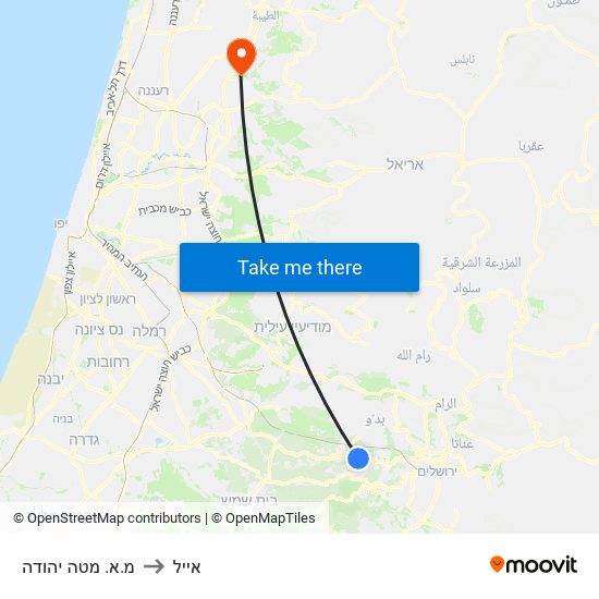 מ.א. מטה יהודה to אייל map