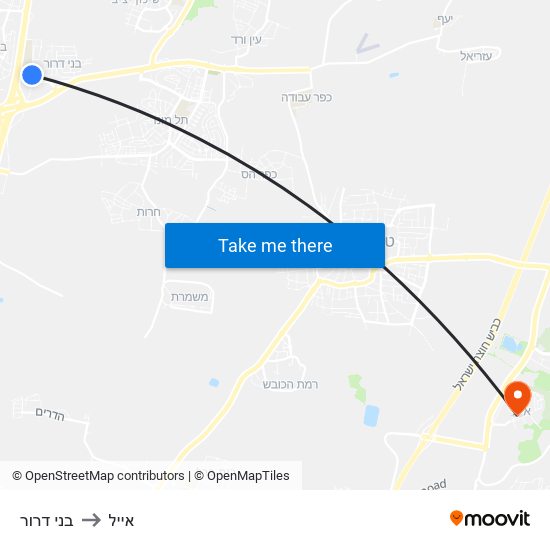 בני דרור to אייל map