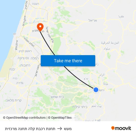 תחנת רכבת קלה תחנה מרכזית to מעש map