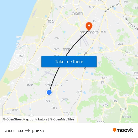 כפר ורבורג to גני יוחנן map