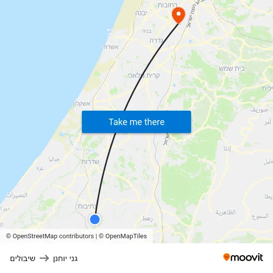 שיבולים to גני יוחנן map