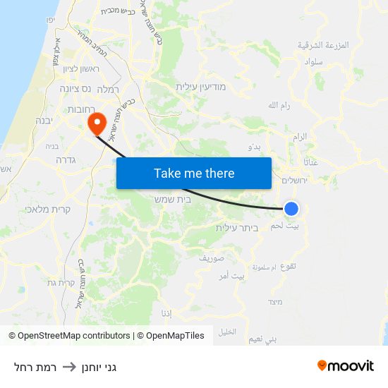 רמת רחל to גני יוחנן map