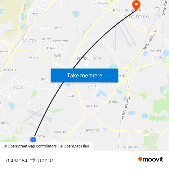 באר טוביה to גני יוחנן map