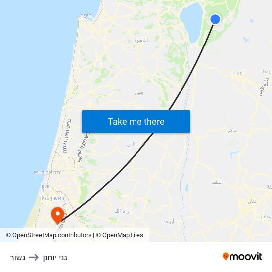 גשור to גני יוחנן map