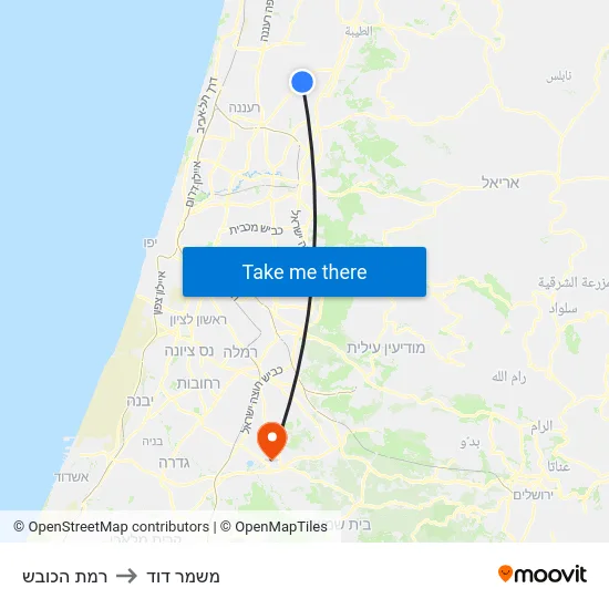 רמת הכובש to משמר דוד map