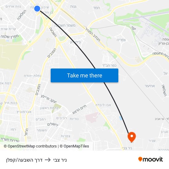 דרך השבעה/קפלן to ניר צבי map