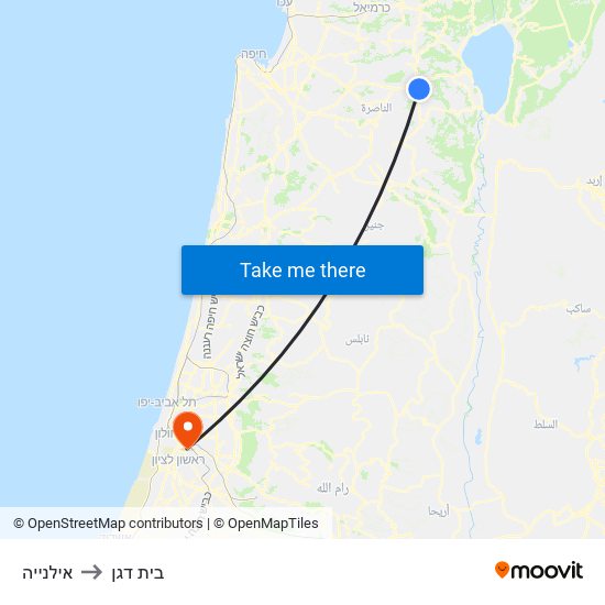 אילנייה to בית דגן map