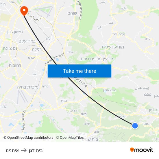 איתנים to בית דגן map