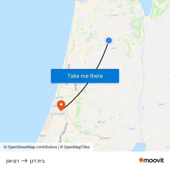 רם-און to בית דגן map