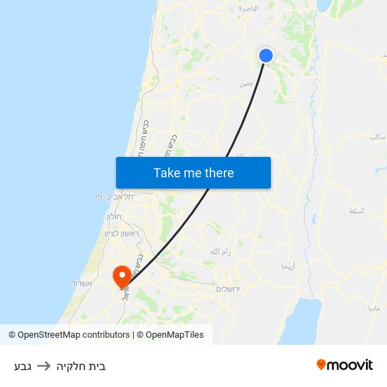 גבע to בית חלקיה map