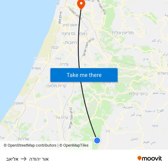 אליאב to אור יהודה map
