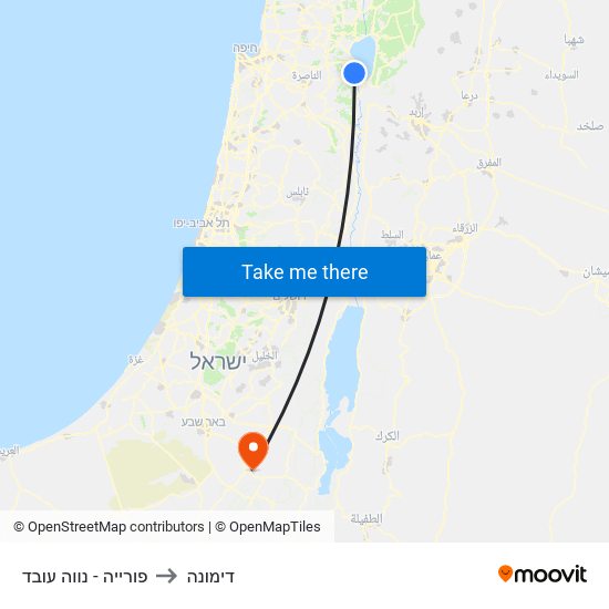 פורייה - נווה עובד to דימונה map