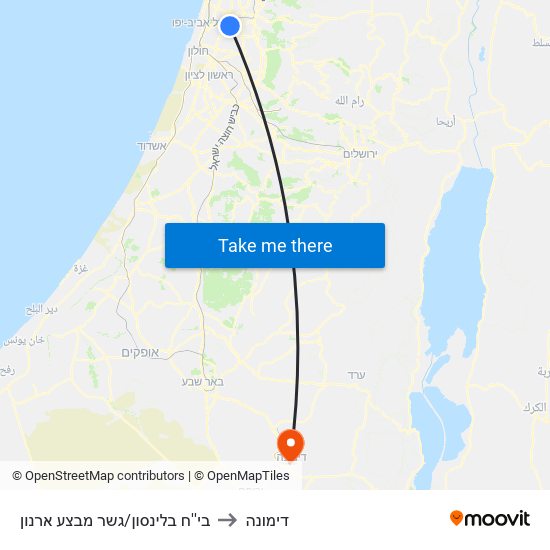 בי''ח בלינסון/גשר מבצע ארנון to דימונה map